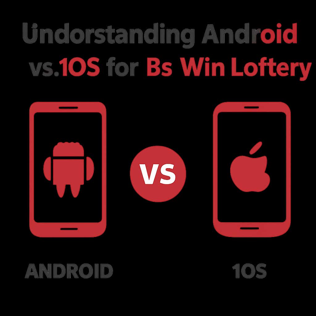 A diagram illustrating the differences in app installation between Android and iOS for BS Win Lottery.