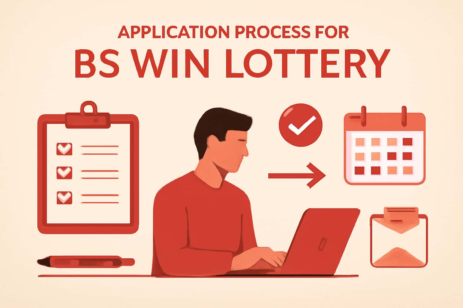 An informative scene illustrating the Application Process for BS Win Lottery with necessary details.