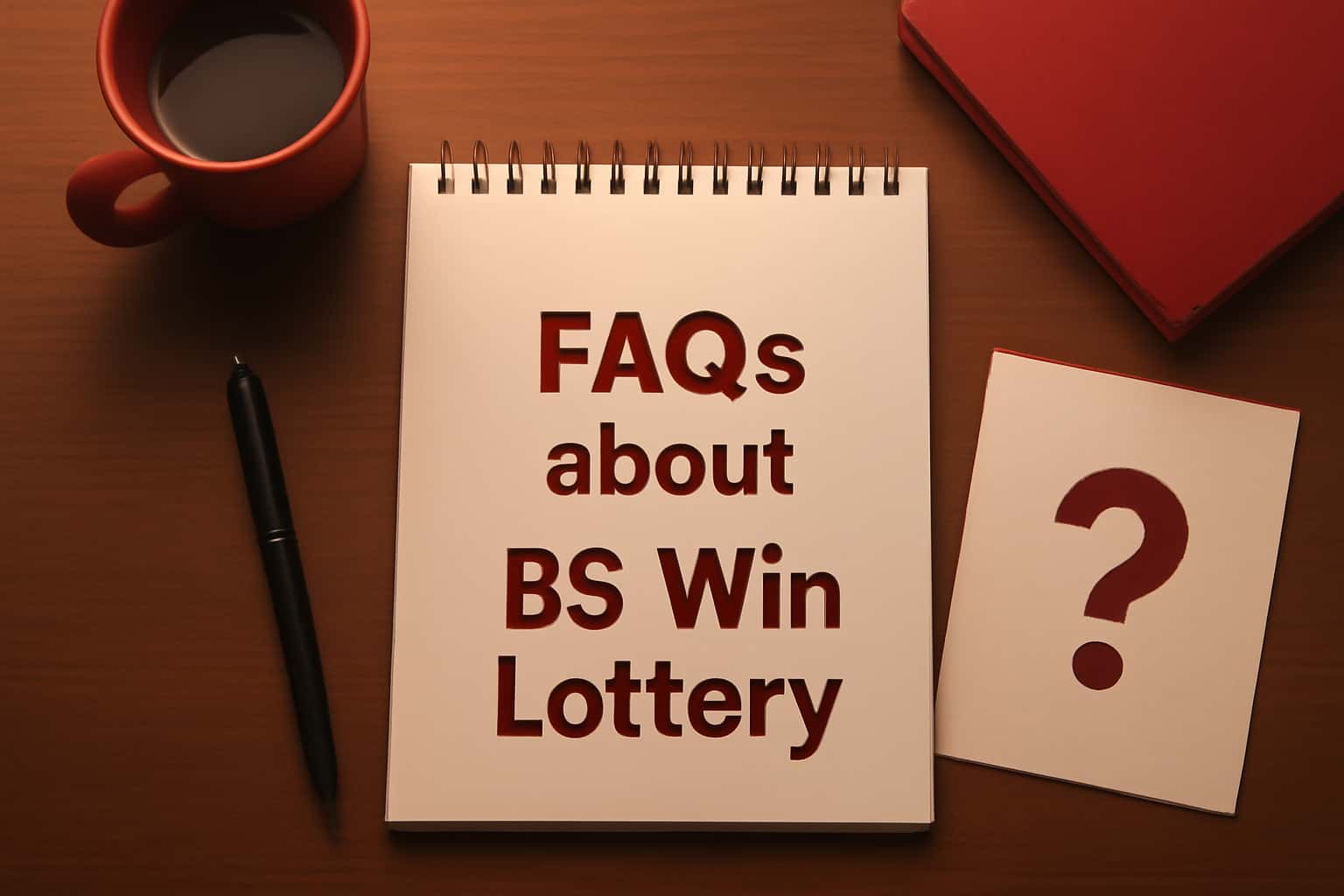 A visual representation of BS Win Lottery FAQs with a neutral backdrop and prominent text.
