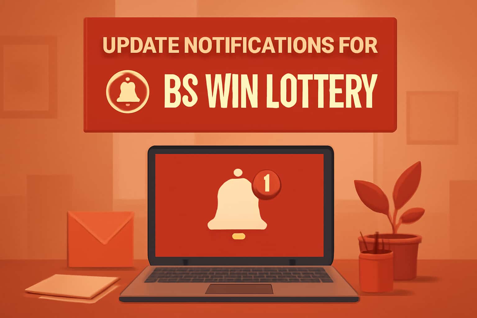 An informative scene showcasing update notifications related to the BS Win Lottery app.