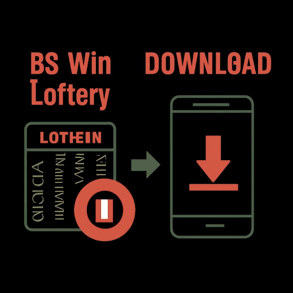 An educational diagram on how to download the BS Win Lottery app.