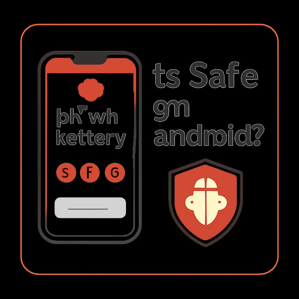 Illustration detailing the installation and safety of BS Win Lottery on Android.