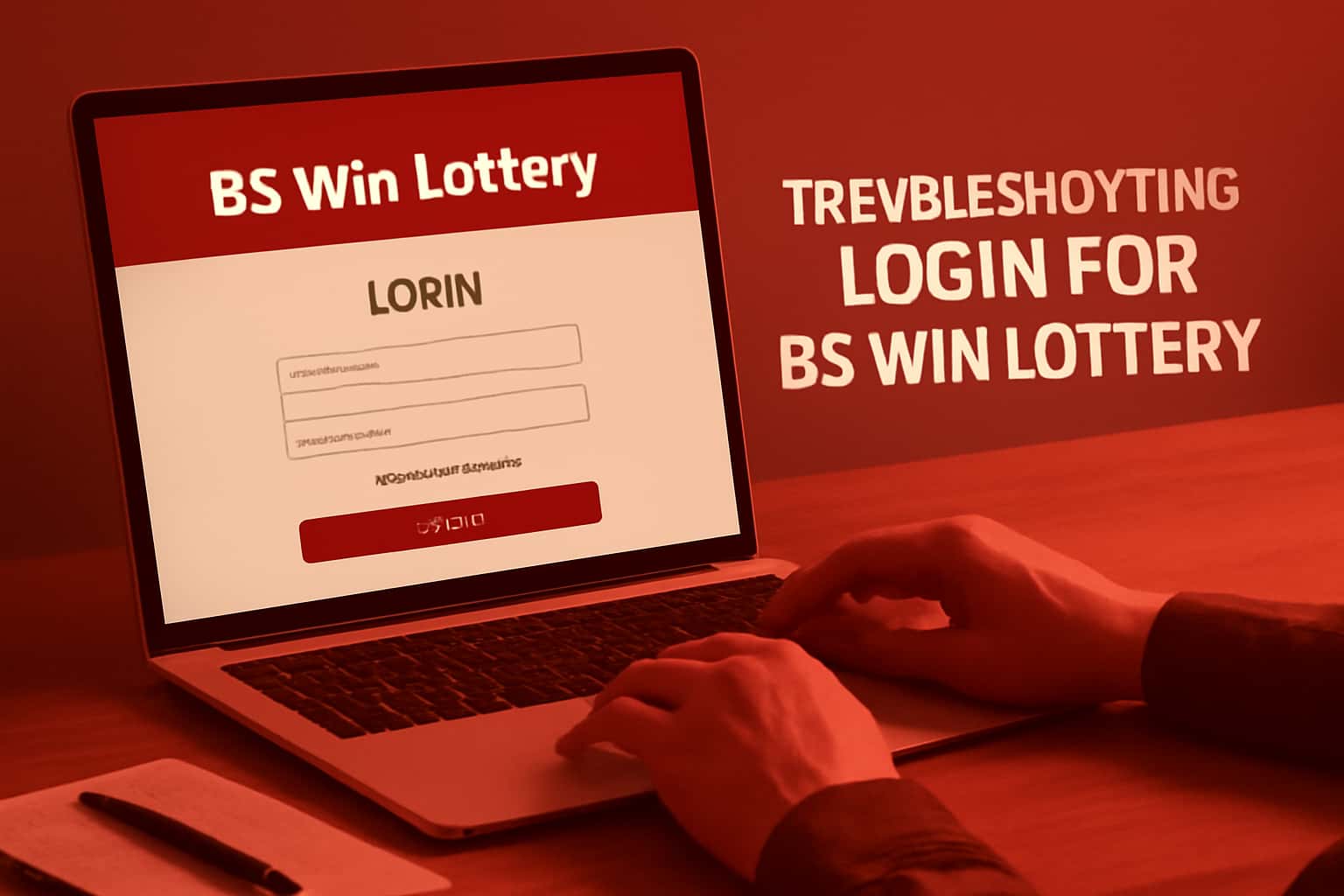 An informative scene depicting troubleshooting login issues for BS Win Lottery.